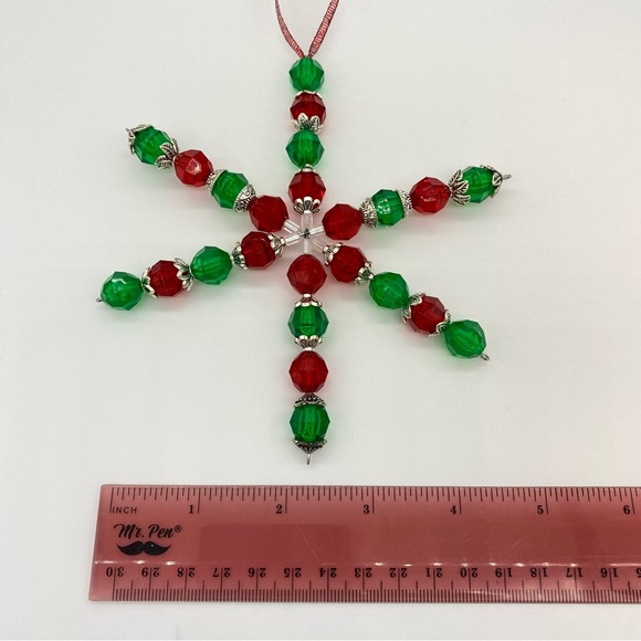 Snowflake Christmas Tree Ornament Window Charm Handmade - Picture 2 of 3